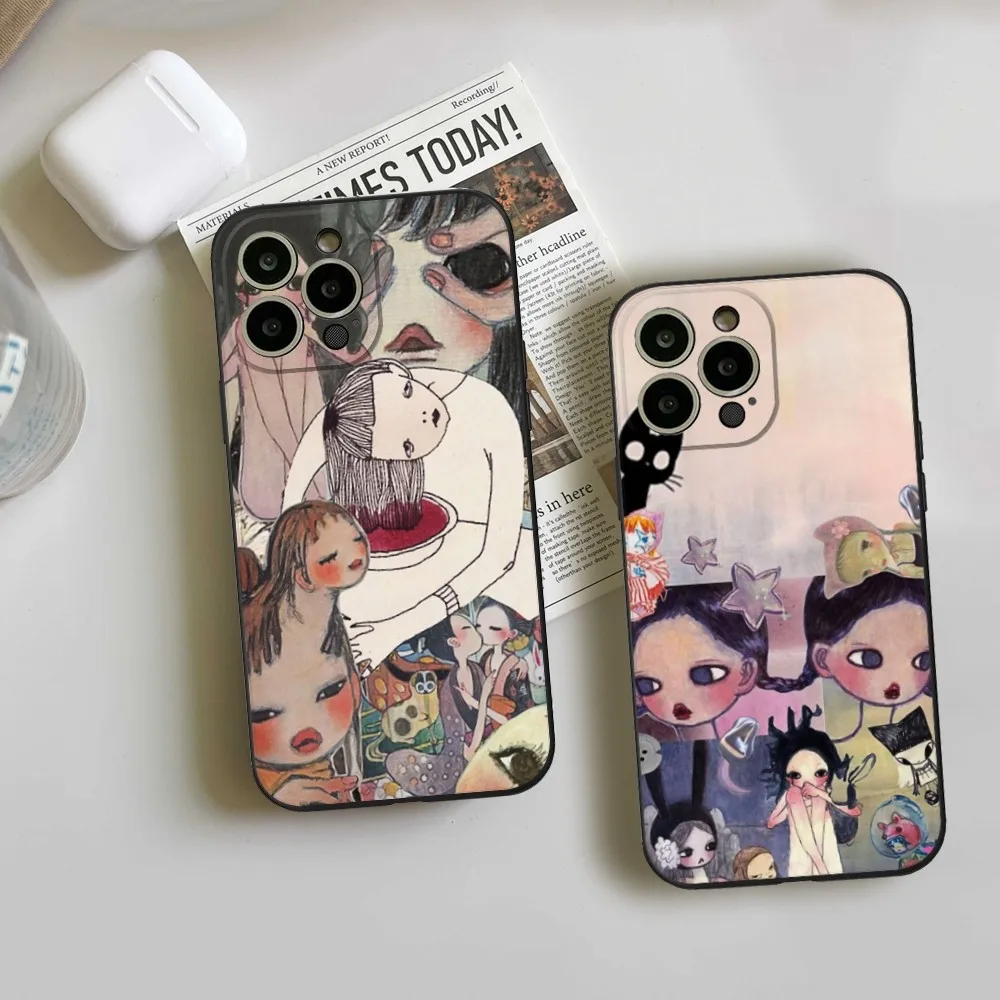 Selling Aya Takano Japanese painter Phone Case FOR IPhone 15 14 11 12 Pro 8 7 15 Plus 13 Pro MAX XR XS MINI Black Covers