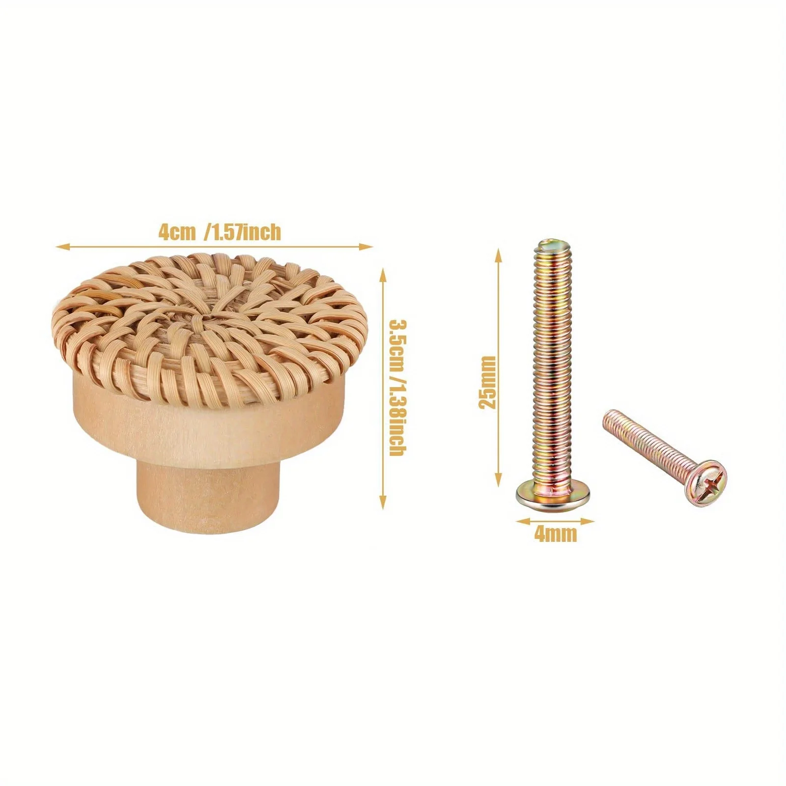 1/6pcs Wooden Handles Dresser Knobs Round Rattan Furniture Handles Handmade Kitchen Cupboard Drawer Knobs