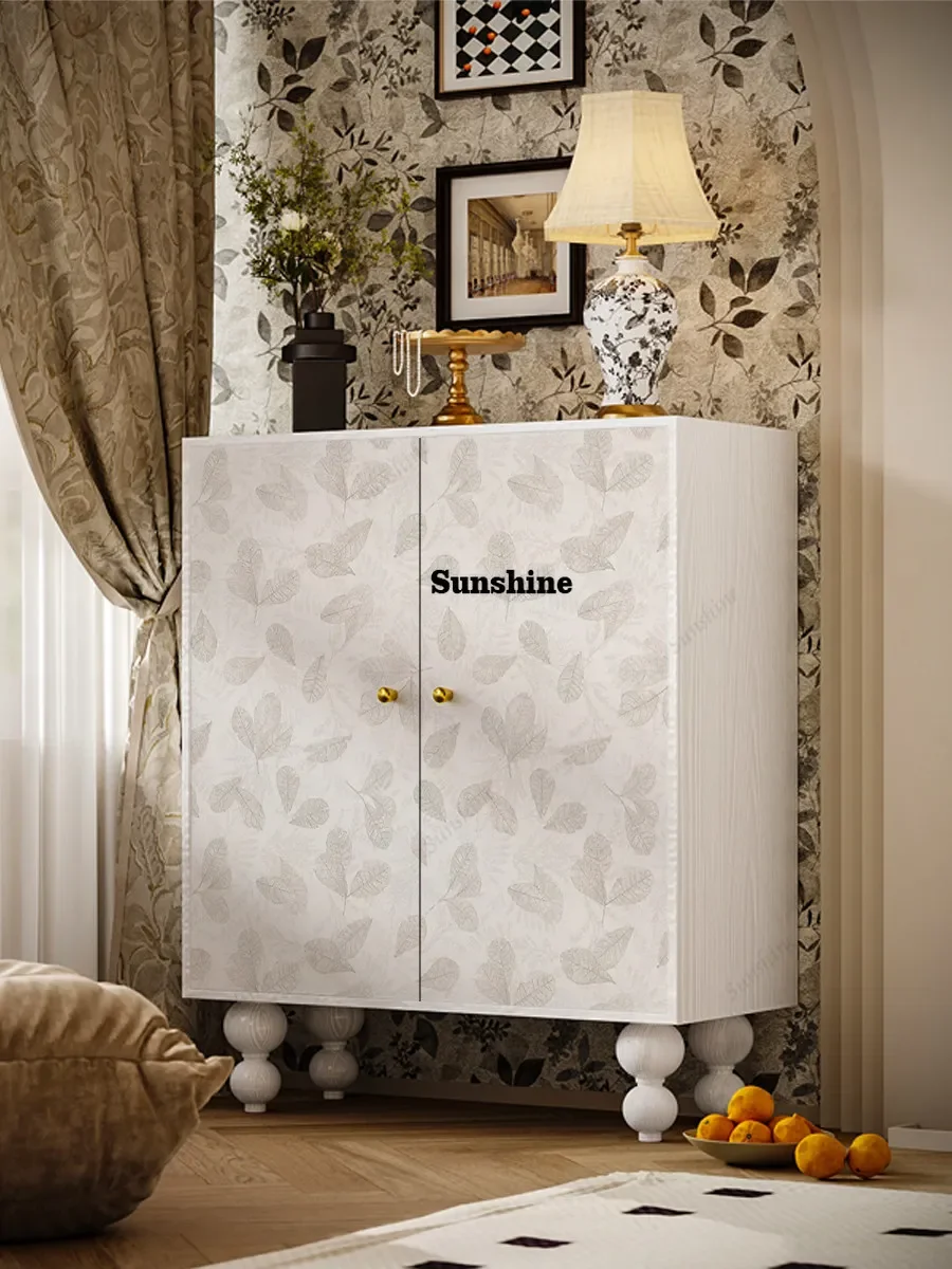 French medieval style solid wood entrance shoe cabinet integrated storage dust-proof home cabinet  FT