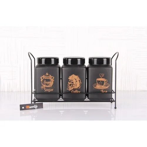 Marrlife Black Metal Standing Glass Spice Rack