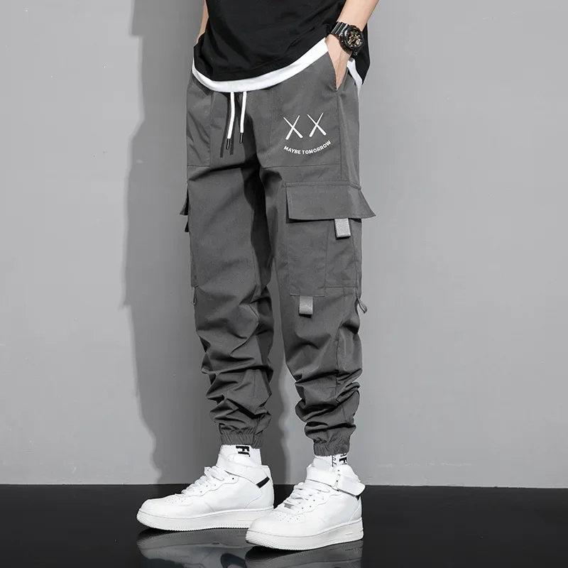 Cross-Border Men's Spring Autumn Sport Casual Loose-Fit Multi-Pocket Work Trendy Fashionable American Style Cropped Pants