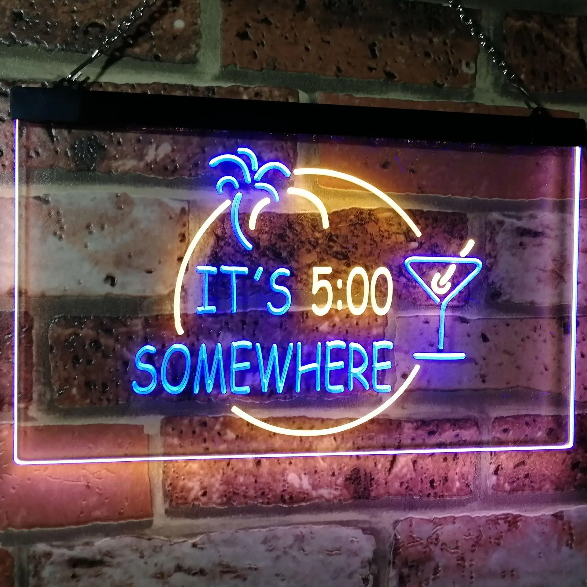 

Happy Hour It's 5pm Somewhere Двухцветная светодиодная неоновая вывеска st6-i2090