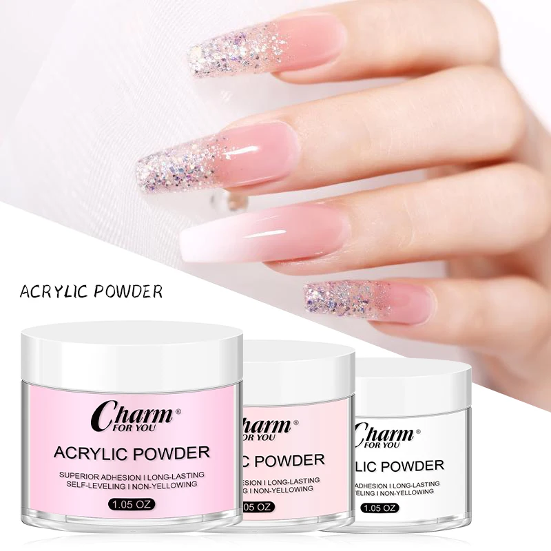 3 Colors Nude Acrylic Powder Nail Art Crystal Powder for Nail Extension French Nail Art 3D Ideal for Beginners and Professionals