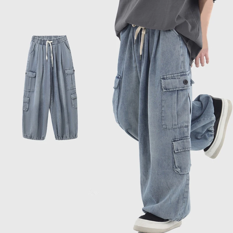 Baggy Jeans Trousers Male Denim Pants Fall Hip Hop Drop-crotch Wide Leg Pants Vintage Skateboard Streetwear Cargo Harem Pants