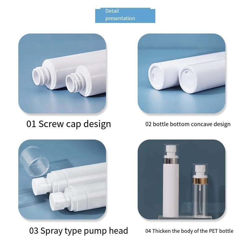 60/80/100/120ml White Fine Mist Press Small Spray Bottle Atomized Empty Bottle Makeup Spray Bottle Travel Essentials косметика