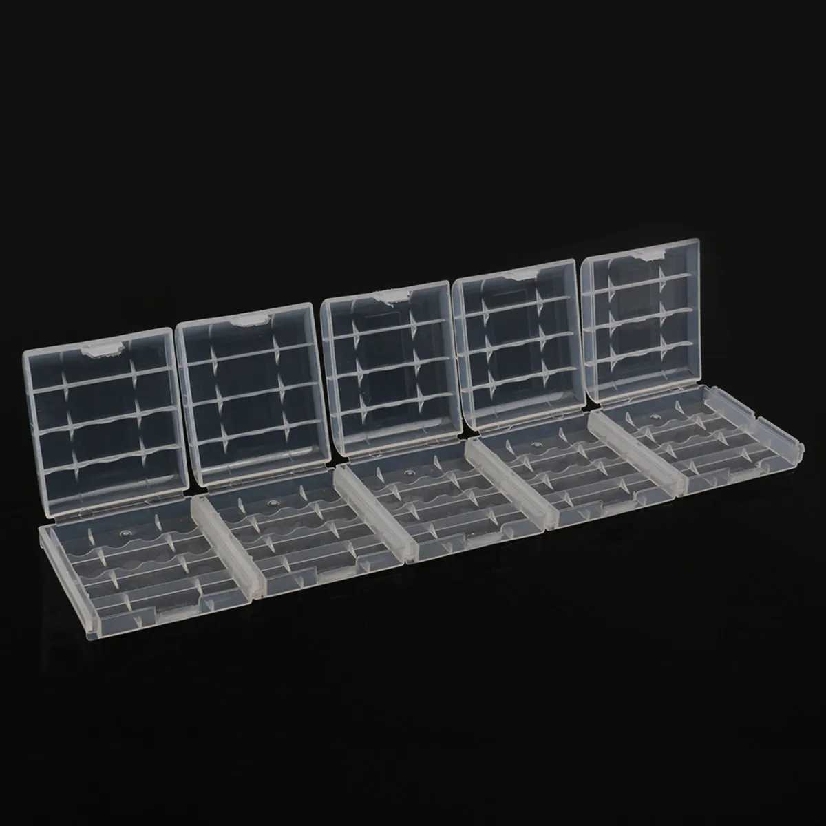 5Pcs Compact Battery Storage Box Transparent Hard Plastic Case for Aa Aaa Batteries Portable Lightweight Electronic Organizer