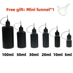 5/10/20/30/50/100ml Plastic Squeezable Needle Bottles Refillable Dropper Containers Manicure Glue Ink with Needle Caps Empty!