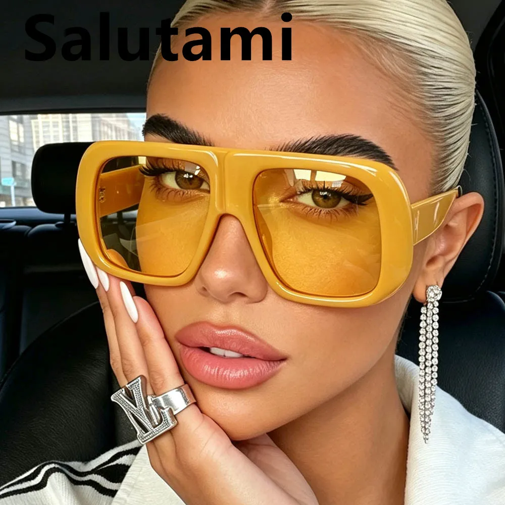 Neue Bonbonfarbene Quadratische Sonnenbrille für Damen Vintage Mode Marken-Übergroße Quadratische Sonnenbrillen für Outdoor-Fahrten UV400-Schutz