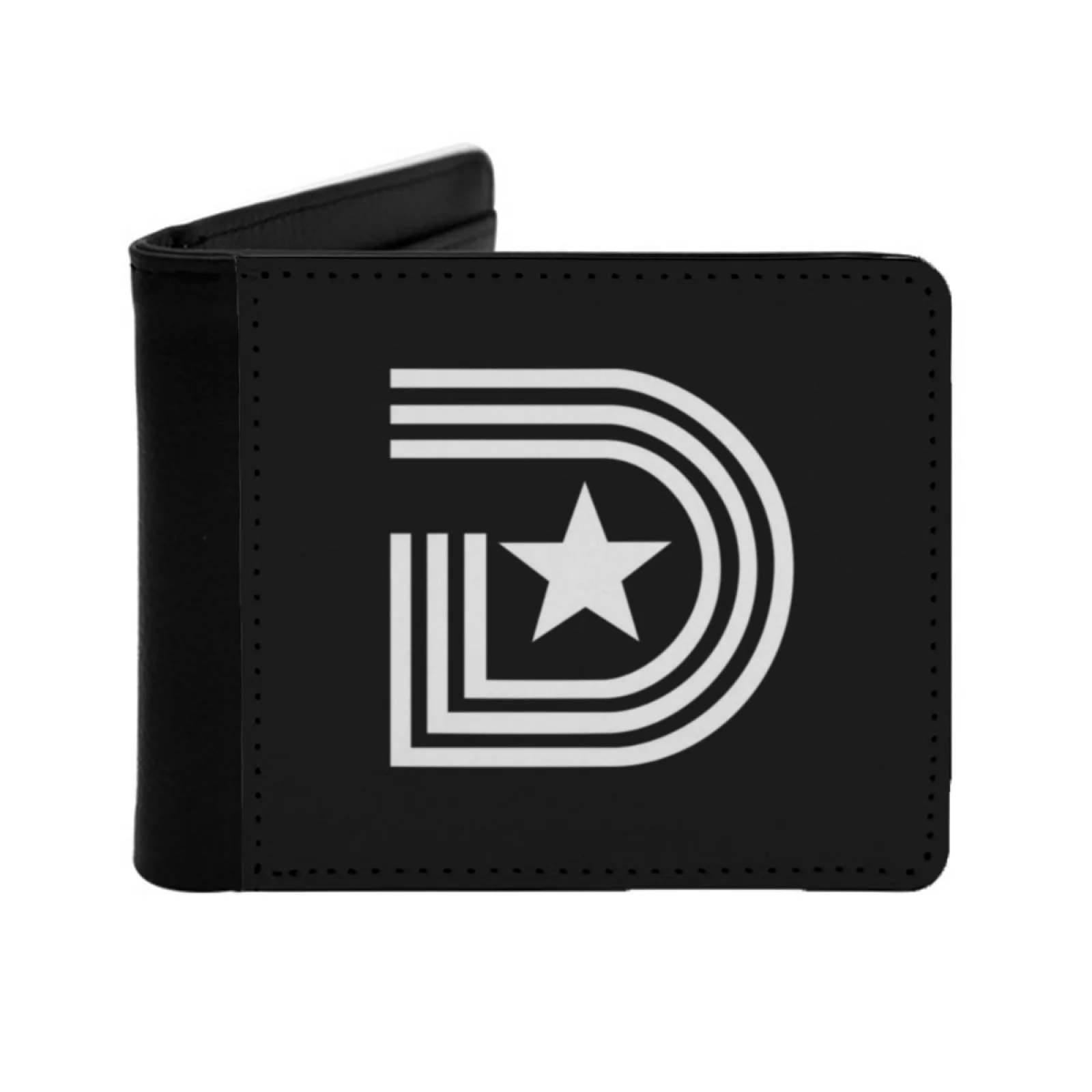 

D Town White Star Personalized Men's Leather Wallet Credit Card Pouch Purse Dallas Triple D 214 Cowboys Stars Star Texas