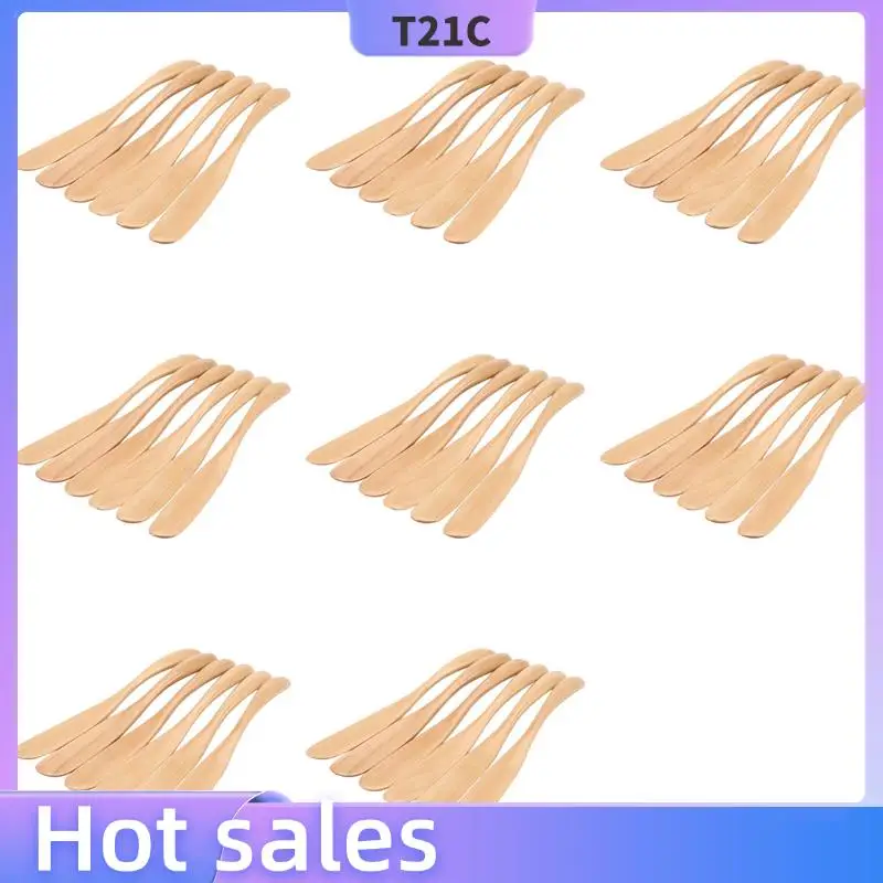 

T21C Деревянный нож для масла, разбрасыватель сыра, 6,5 дюйма, нож для варенья, нож для торта, нож для маски, 48 шт.