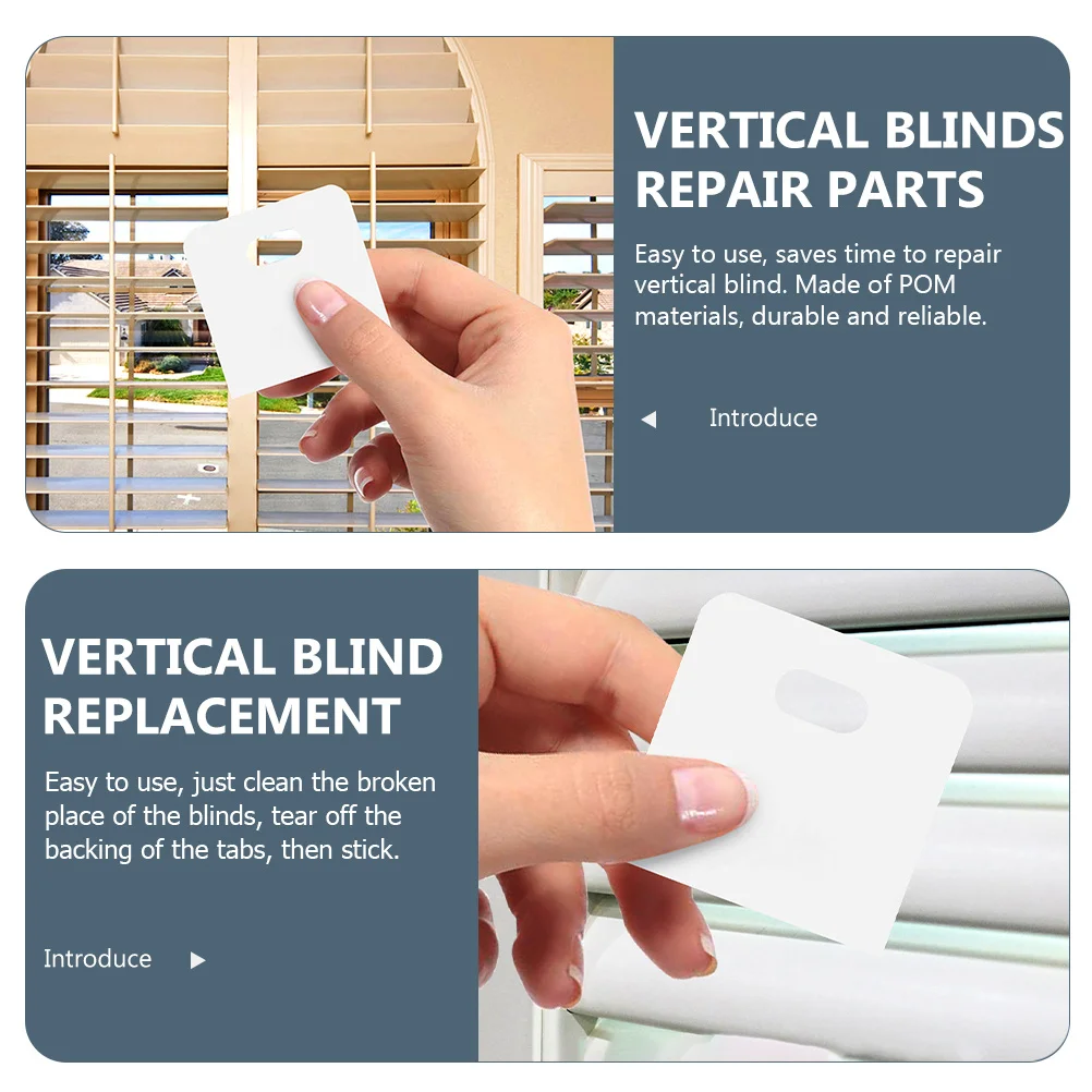 

20Pcs Vertical Blind Repair Tabs Transparent Replacement Panels Strong Adhesive Fixers for Vertical Blinds Repair Parts