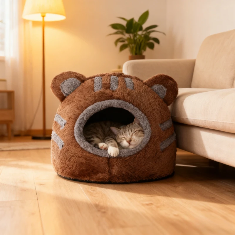 

Pets Tent Cozy Cave for Cats House Soft and Self Warming Non-slip Foldable Removable Kitten Beds Winter Deep Sleep Comfort Bed