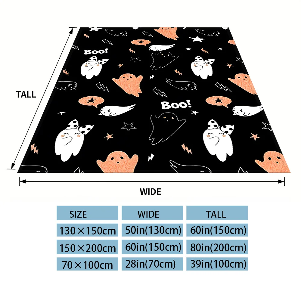 Cute- Ghosts Flannel Luxury Blanket, Lightweight And Comfortable Woolen Blanket, Ultra-Fine Fiber