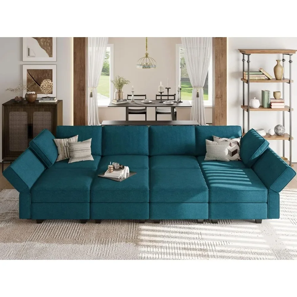 

Velvet Modular Sectional Sofa Bed, 8 Seater, 3 Sleeper, Storage, Recliner, Wohnzimmer Sofas