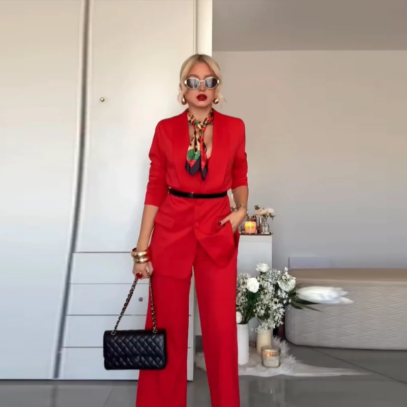 

Fashion 3 piece Suit for Women Sleeveless V-neck Vest Single Breasted Blazer Coat Straighr Pant 2025 New Lady Commute Outfit