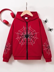 Spring/Fall Children's wear Men's outdoor sportswear Parallel Universe Spider Web Red hooded jacket Loose comfortable trend