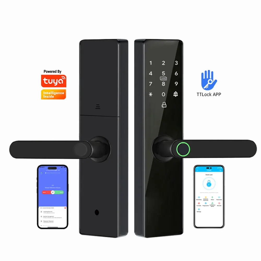 

Tuya App Wifi Doorbell Remote Unlock Smart Lock Fingerprint Temporary Code Digital Lock Key Card Electronic Mortise Door Lock