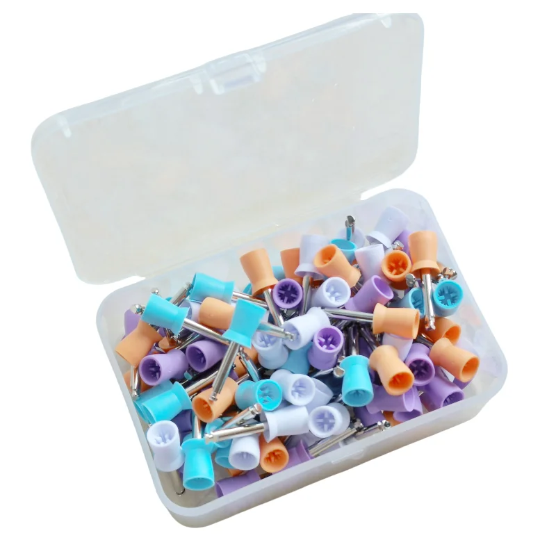 100PCS/Box Dental Polishing Cup Silicone Latch Type Polishing Brush Cup for Dentistry  Low Speed Handpiece