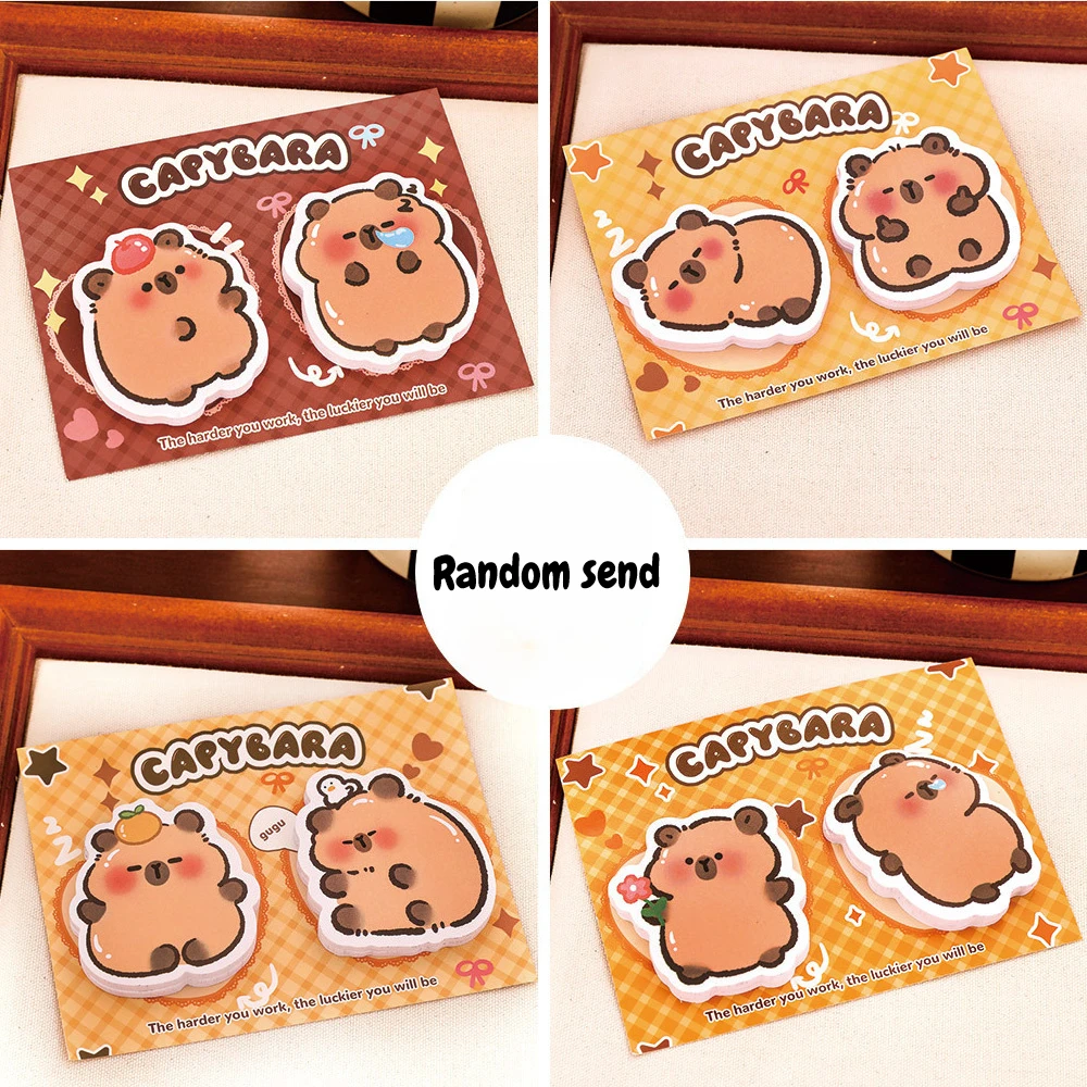 4 Pz/lotto Carino Doppio Adesivo Capibara Memo Pad Cartoon Hydrochoerus Messaggio Note Nota Adesiva Per Bambini Scuola di Cancelleria Per Ufficio