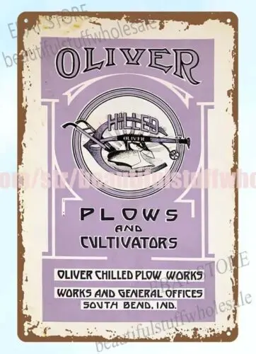 1900s Oliver Chilled Plows Cultivators farmhouse ranch metal tin sign interio