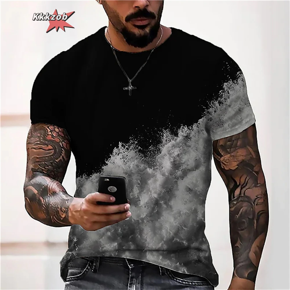 Men's T Shirt Graphic 3d O Neck Black White Stripes Oversized Clothing Casual Daily Top Streetwear Short Sleeve Clothing Apparel
