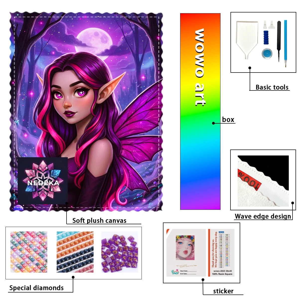 

【NEDEKA_ Diamond Art】The dark red elf girl AB Rhinestone FD Rhinestone Perfect Resin Diamond