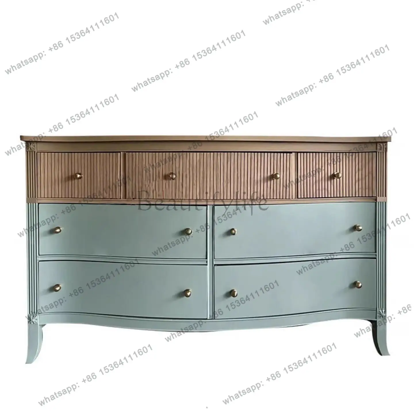 FG French retro contrasting color solid wood against the wall side cabinet minimalist entrance cabinet