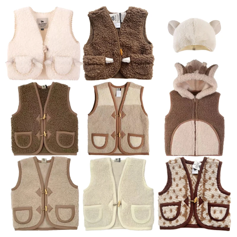 Cotton Jacket for Kids 2024 NEW Autumn Winter Baby Winter Vest Kids Cute 80% Wool Jacket Boys Girls Keep Warm Wool Vest