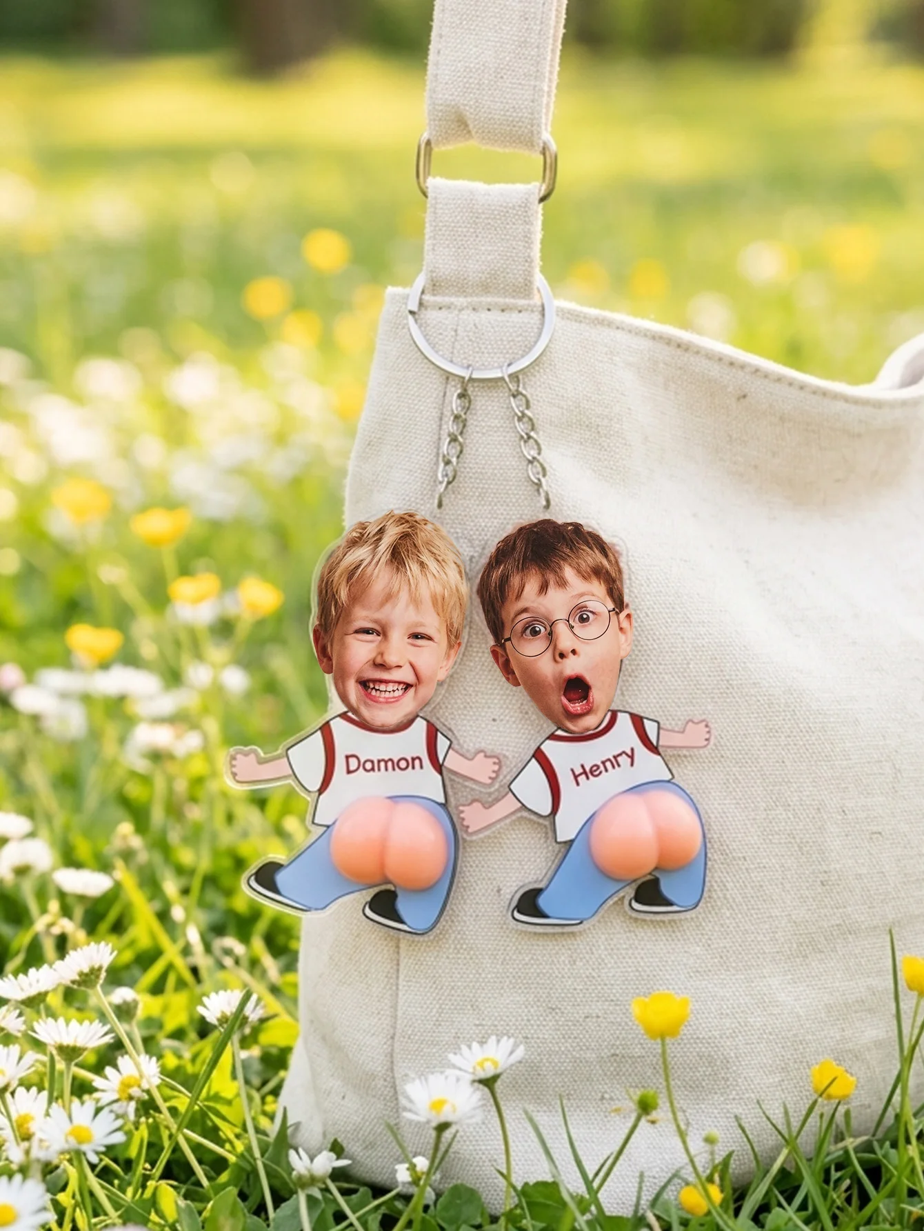 1pc Custom Photo Squishy Butt  Acrylic Keychain，Personalized Stress Relief Keychain for Kids