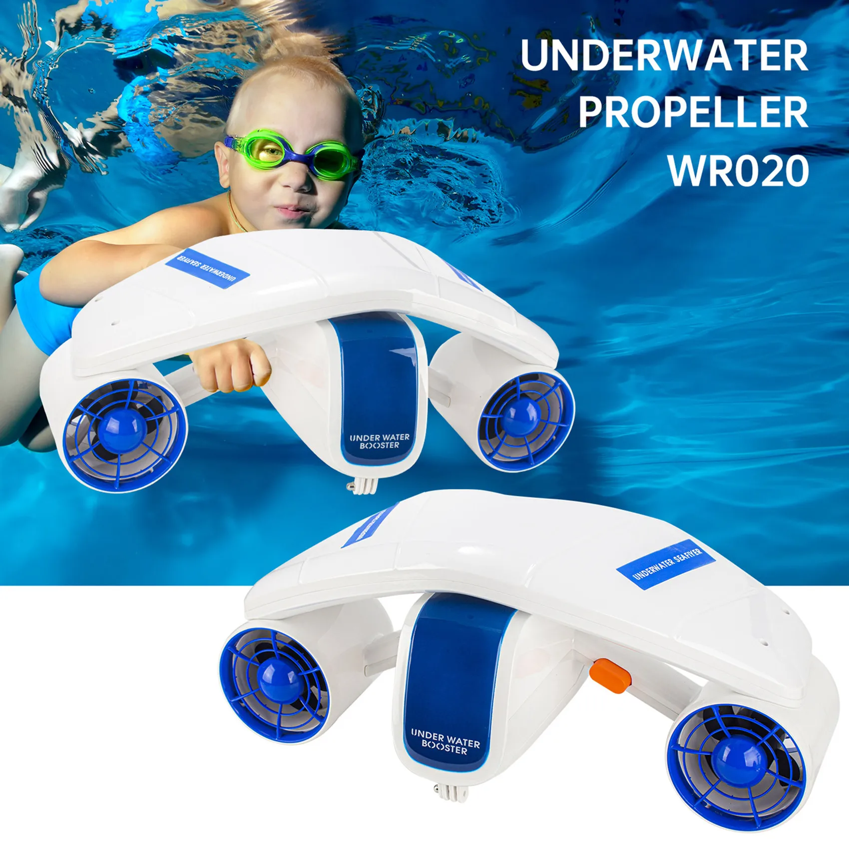 

2Speed Modes Professional swimming and diving sea scooter turbo Depth underwater scooter 50.5*26.5*23 cm For Swimming Pool