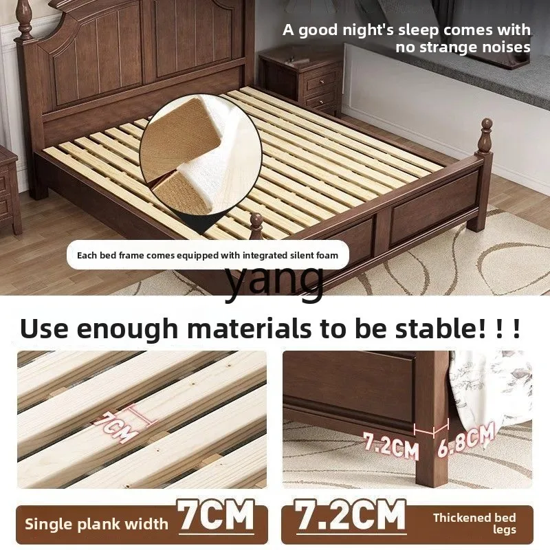 سرير خشبي أمريكي من القرون الوسطى LMM سرير مزدوج عتيق غرفة نوم رئيسية في الغلاف الجوي 1.8 سرير زفاف حديث بسيط فرنسي