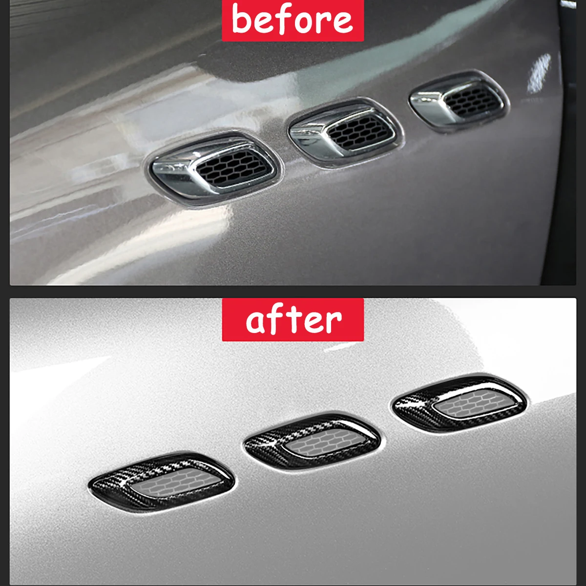 Side Air Vent Fender Cover Trim Decal Protector for Maserati Levante 2016 2017 2018 2019 Ghibli 2014-2019 Car Exterior Accessory