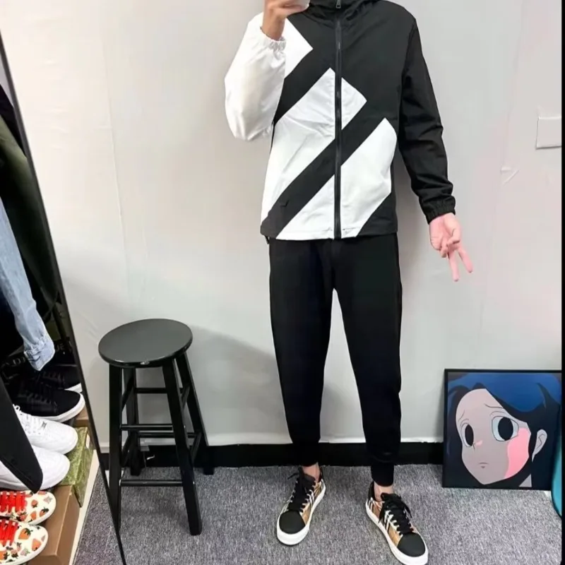 

Мужская повседневная куртка-ветровка с капюшоном, защита от солнца, весна-осень, модная брендовая модель для пар, на одной пуговице, с длинными рукавами