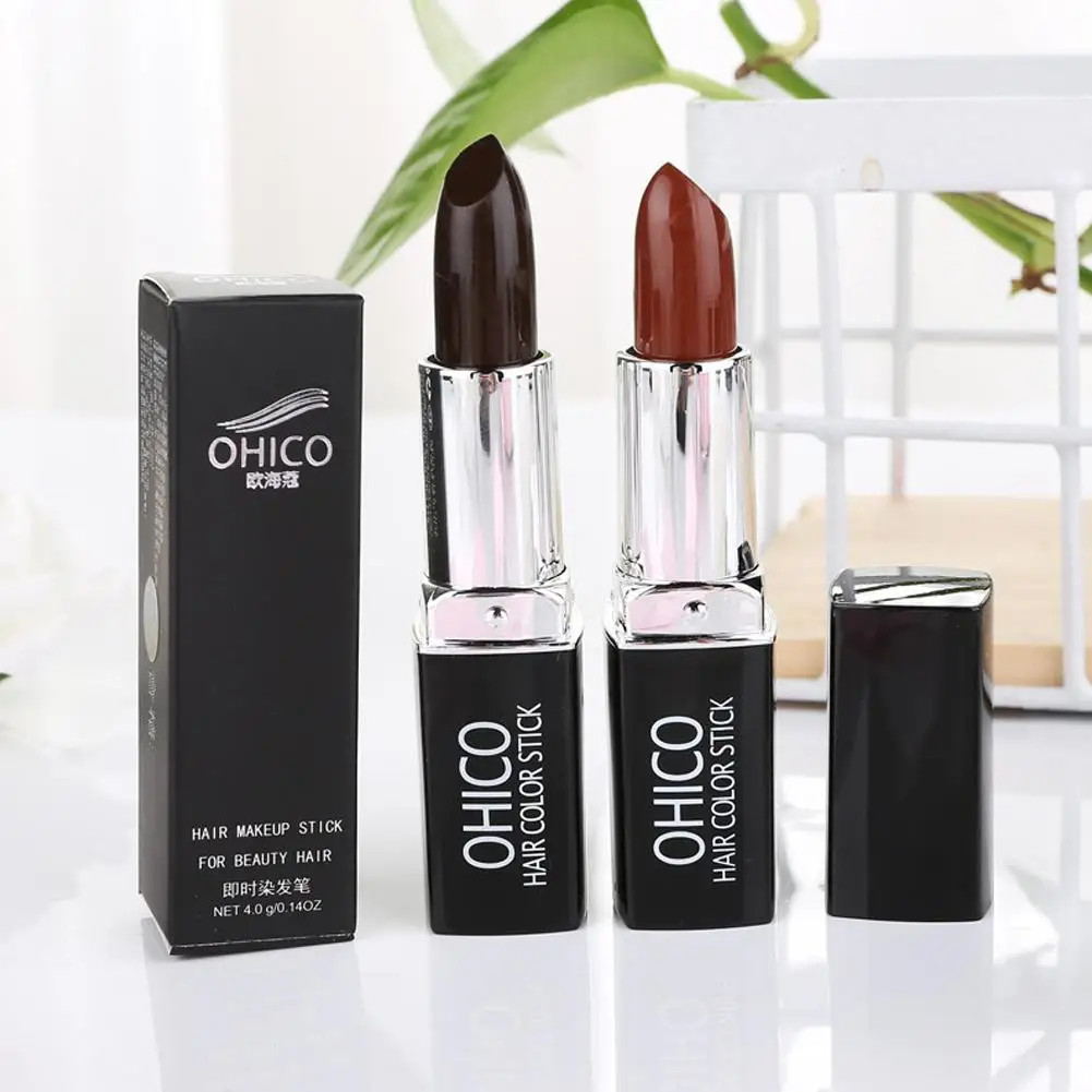 Natural Plant Extracts Lipstick Shape Disposable Hair Dye Pen Covering White Hair Disposable Hair Color Stick For Beauty Ha K2l6