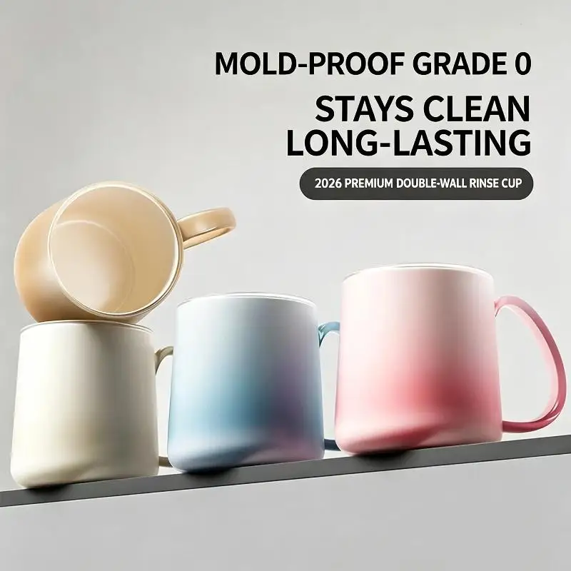 Gradient Jelly Color Toothbrush Mouthwash Cup Limescale Proof Inner Wall Comfortable Handle For Home Bathroom Daily Use