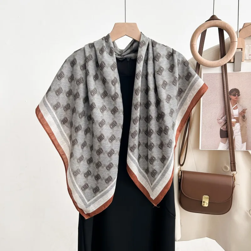 

New High-end Fashion Double-sided Printed Head Scarf Imitation Mulberry Silk 90 Square Scarf Soft and Skin-friendly Scarf