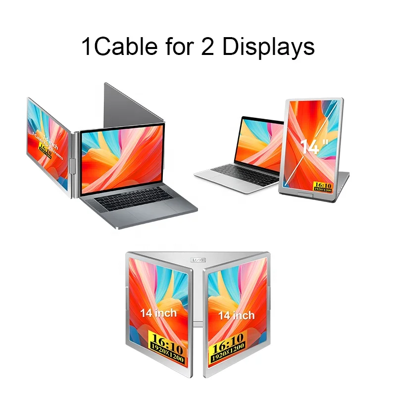 High Quality IPS Type-C 14 Inch Portable Monitor with 1920x1200 Resolution Business Use 1 Cable Connect Laptop OEM/Wholesales