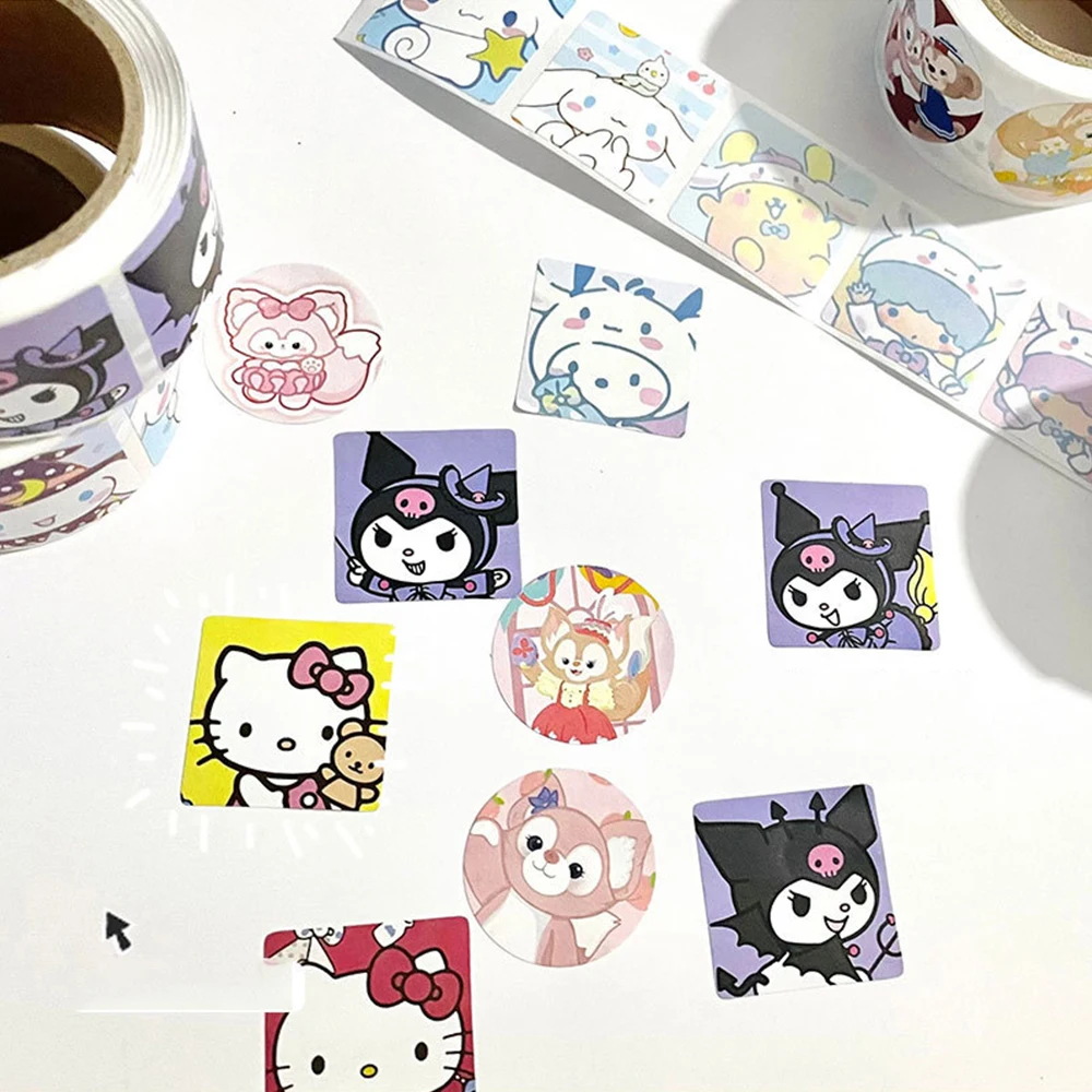 200pcs Cute Cartoon Kuromi My Melody Stickers Roll Decoration Laptop Scrapbook Phone Diary Stationery Sticker Decals Kids Toys