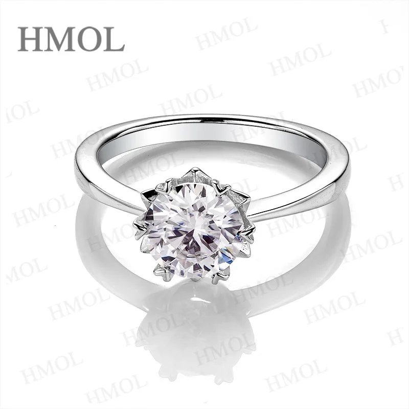 Snowflake Band Moissanite Ring Straight-Arm Classic Pattern with Round Cut VVS1 Stone 925 Sterling Silver Vintage Wedding Ring