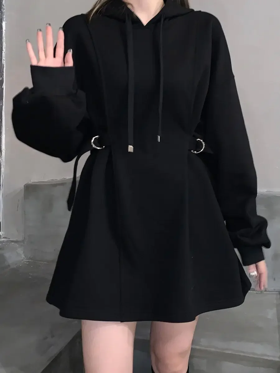 Waistband Waistband Dress Women's Loose Design Hooded Casual Top 2023 Autumn  hoodies  winter clothes women