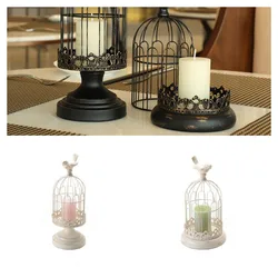 Retro Metal Candle Holder Iron Bird Cage Candlestick Ornaments Romantic Candlelight Dinner Props Wedding Decoration