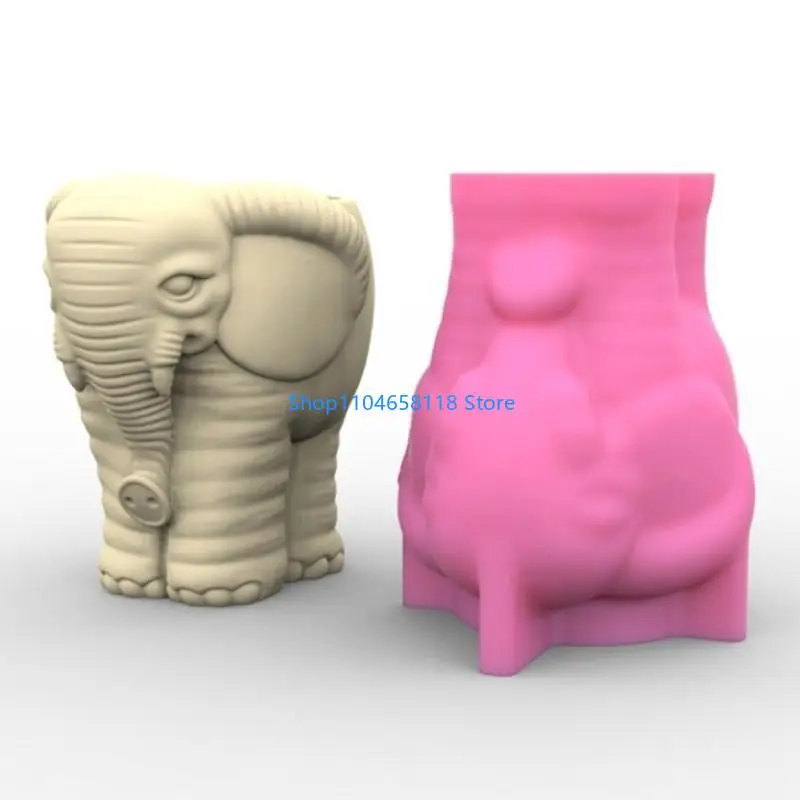 Elephant Gypsum Silicone Mold DIY Concrete Flower Pots Vase Mould