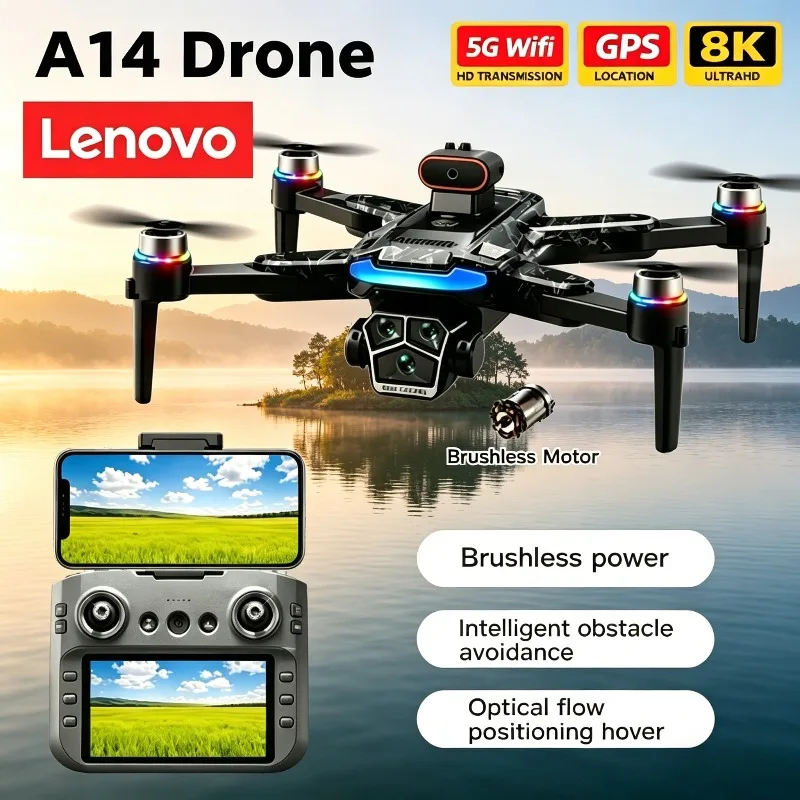 

Дрон Lenovo A14 8K профессиональный с GPS, HD-камерой, большим экраном, пультом управления, квадрокоптер, 5G Wi-Fi, FPV, видео 4K, БПЛА