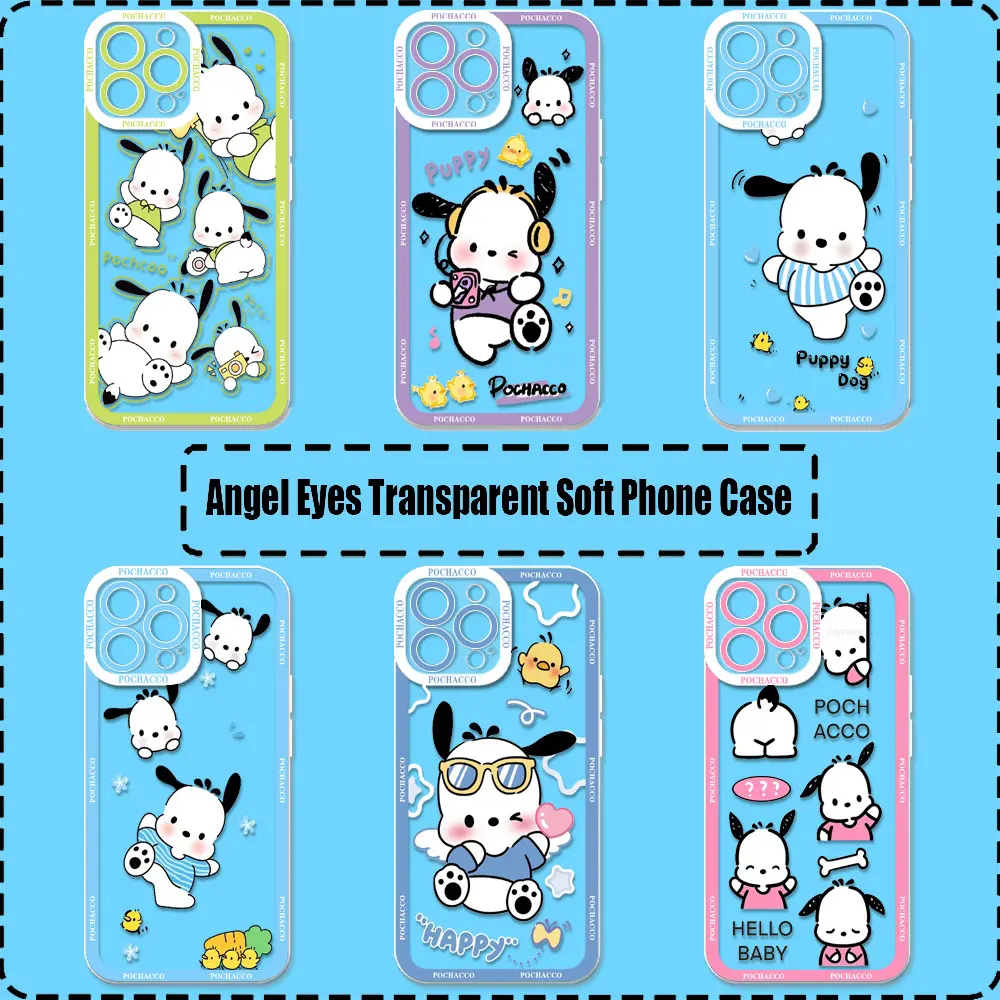 Cartoon Cute Pochacco Case For Samsung Galaxy A55 A54 A53 A52 A52S A72 A71 A35 A34 A32 A31 A25 A24 A23 Cqoue Transparent Cover