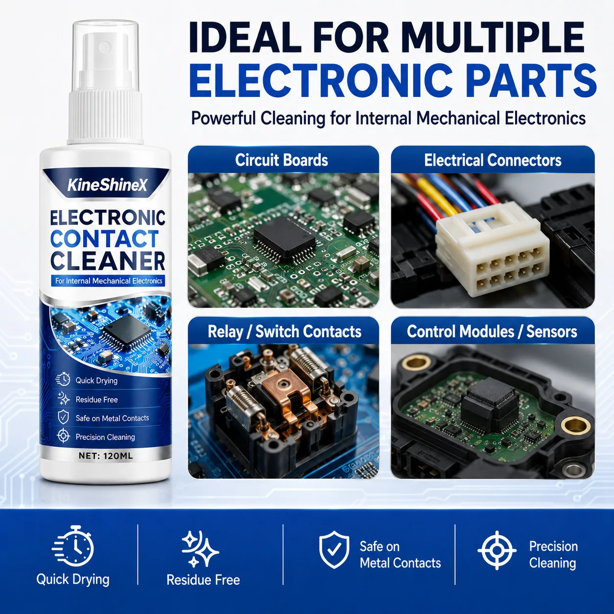 Electrical Contact Cleaner, Fast Drying Circuit Board PCB Cleaner Spray, Remove Oxide for Electronic Repair , 120ml with towel - view 5