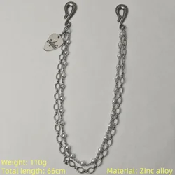 Carving Flowers Tang Grass Buckle Guitar Pick Metal Pearl Double-deck Pants Chain Concise luxurious Accessories And Ornaments