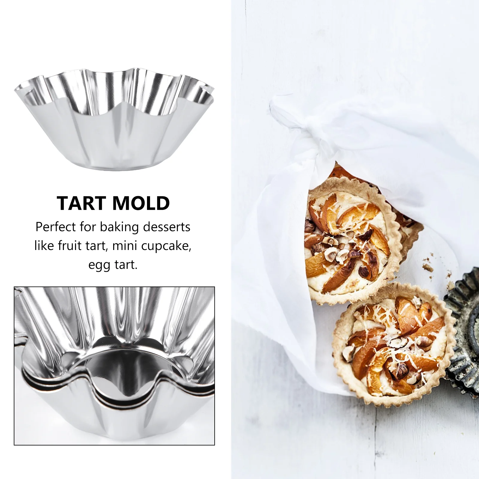 6 Pcs Tart Mold Muffin Cup Flower Pans Cheesecake Fudge Non-stick Stainless Steel