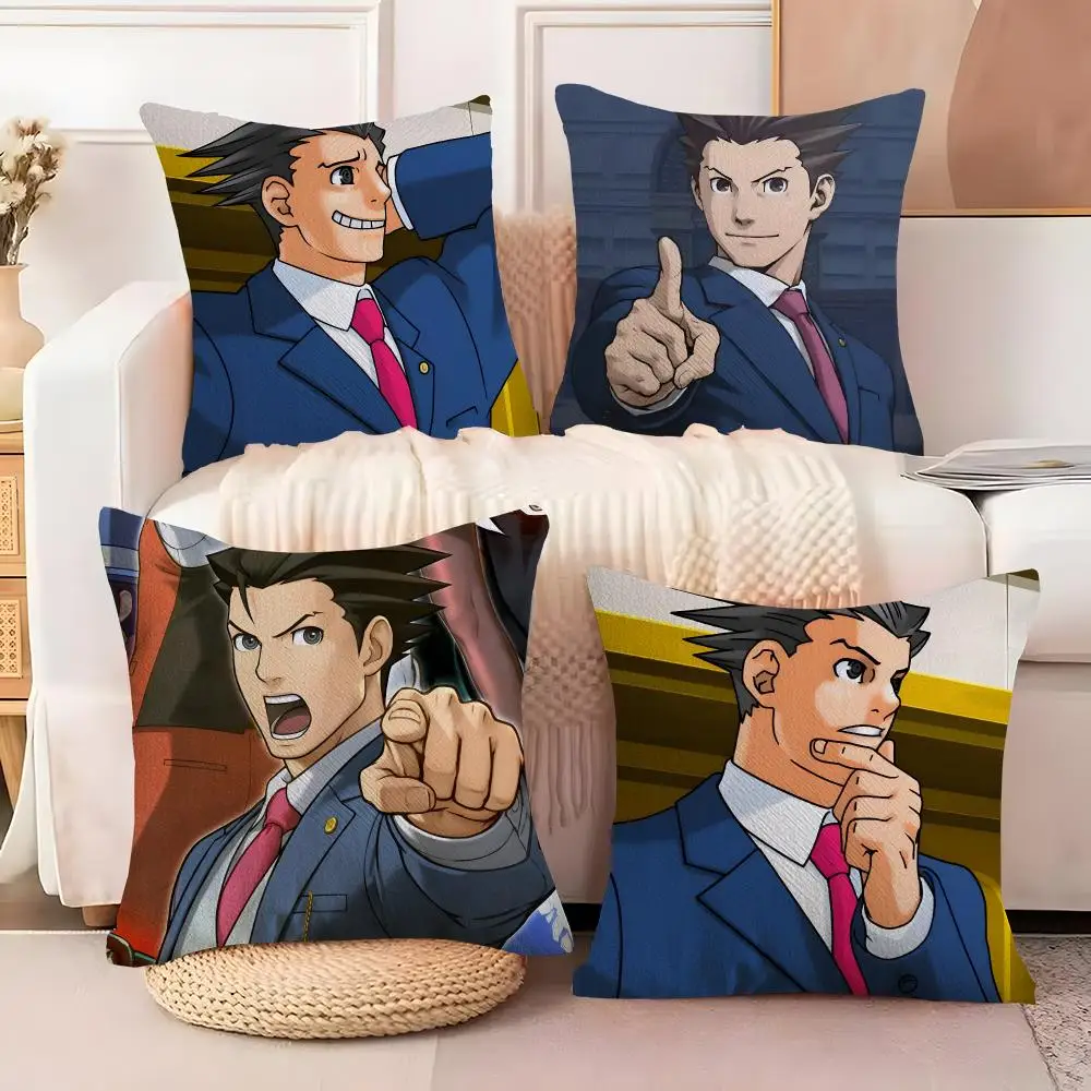 Adventure Game A-Ace A-Attorney Cushion Cover  Plush Fabric Soft Double Sided Print Sofa Cushion Cover Throw Pillow Covers