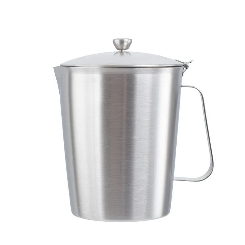 304 Stainless Steel Milk Frothing Pitcher Jug with Lid and Measurment  Upgraded Thicken Measuring Cups Coffee Foam Container