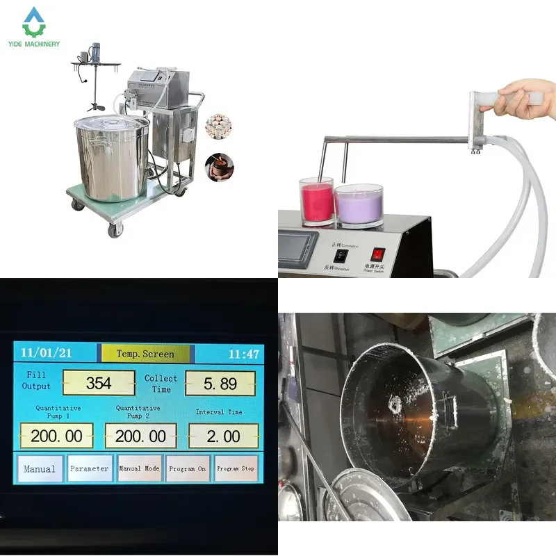 2026 CE Candle Filling Machine Movable Wax Melting Scented Candle Making Semi Auto Fast Induction Heating Movable Stainless